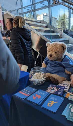 Recruitment event at Harlow, Teddy bear on the table