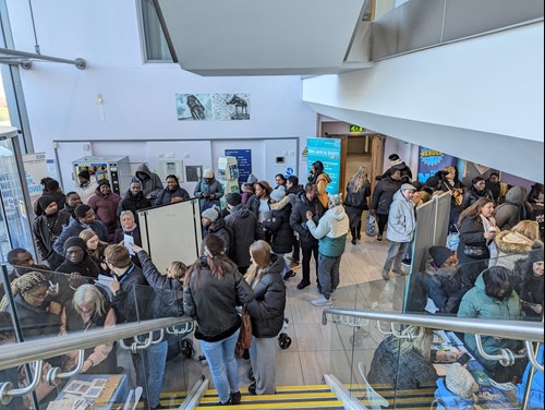 Group of people attending the Harlow recruitment event.