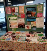 Notice board with information and leaflets about heart failure.