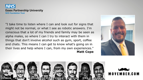 Quote from Matt Cope for Movember supporting mens health