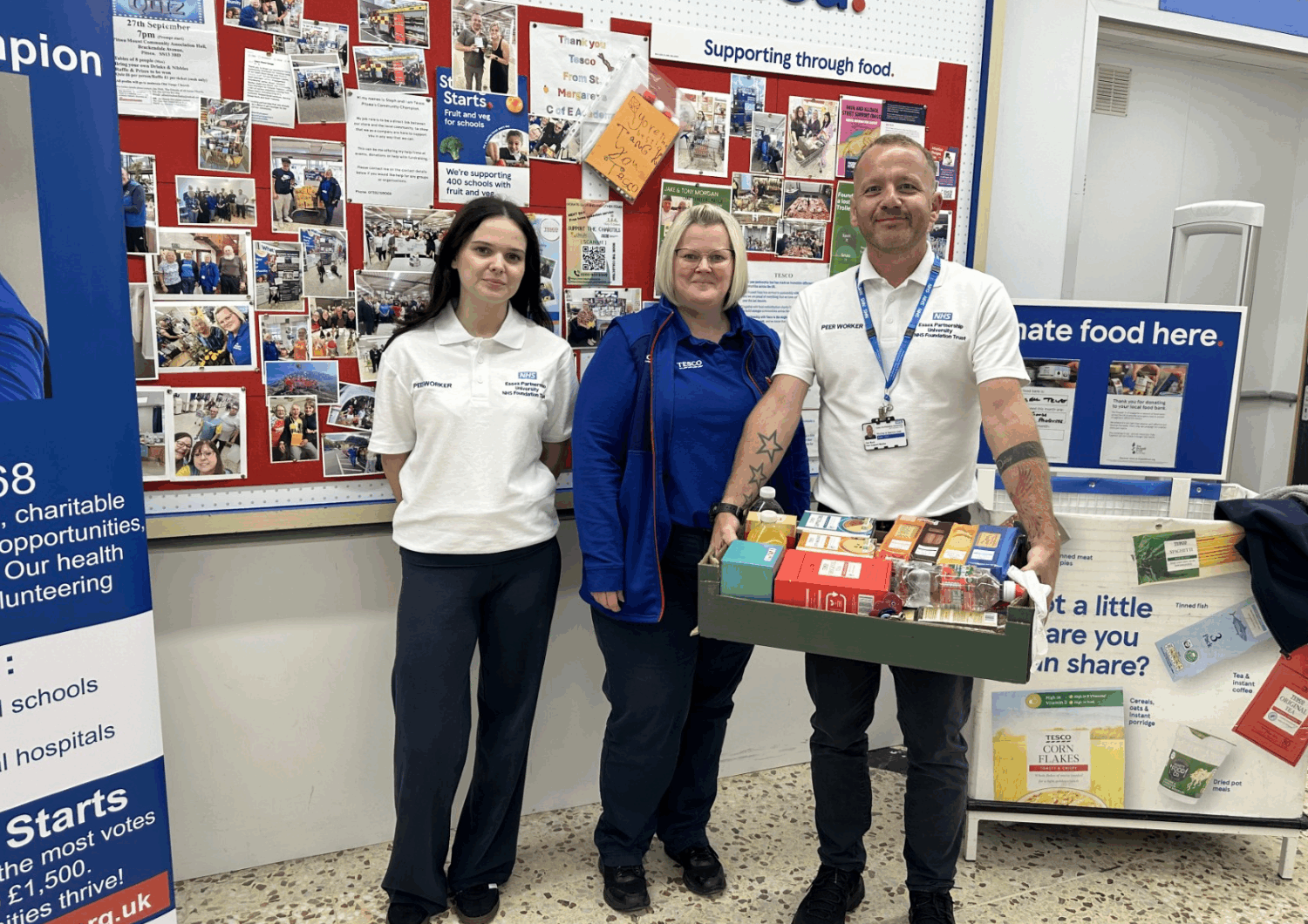 Photo of Louisa and Dan with Tesco member of staff