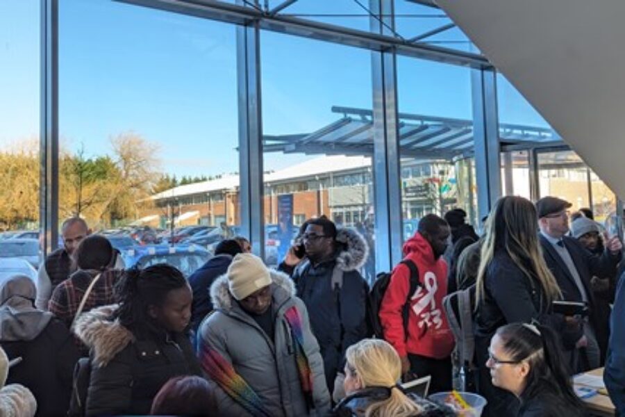 Group of people at the Harlow recruitment event